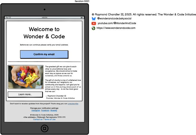 a mockup of a user verification email