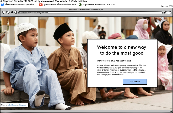a group of children sit on a curb in a market square, a welcome screen