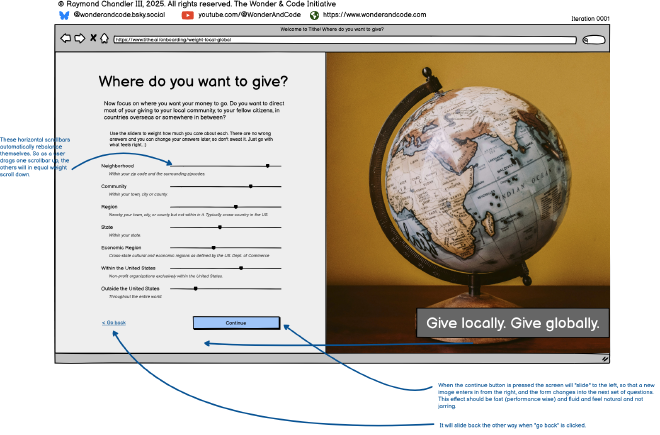 a list of preferences with sliders for assigning priorities, location preferences